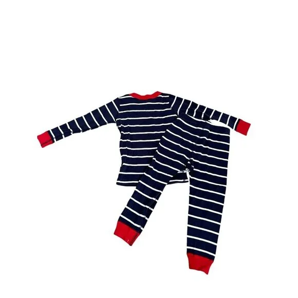 Disney Hanna Andersson Olaf Striped Kids Pajama Set Size 100 Organic Cotton Blue - Picture 2 of 5